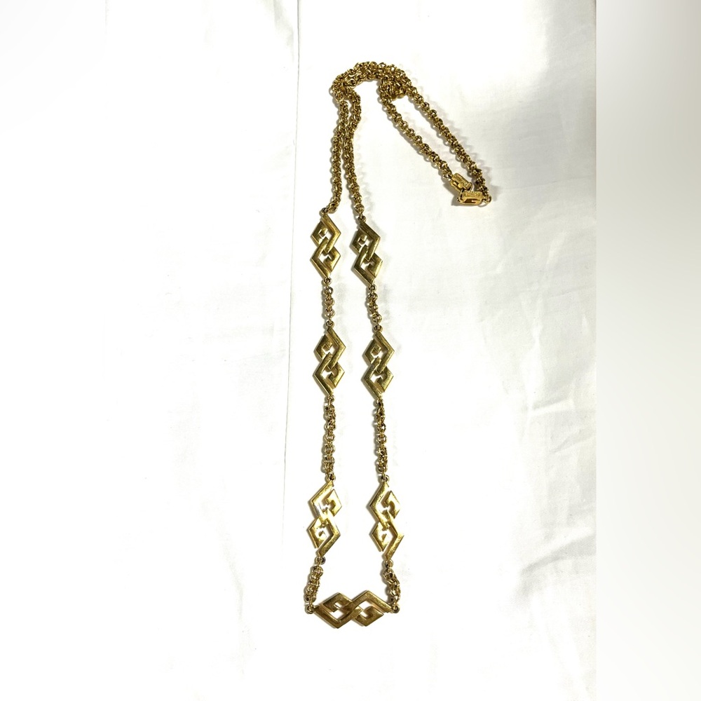 Givenchy Vintage Art-Deco Look Geometric Motifs Chain Necklace - Picture 14 of 16